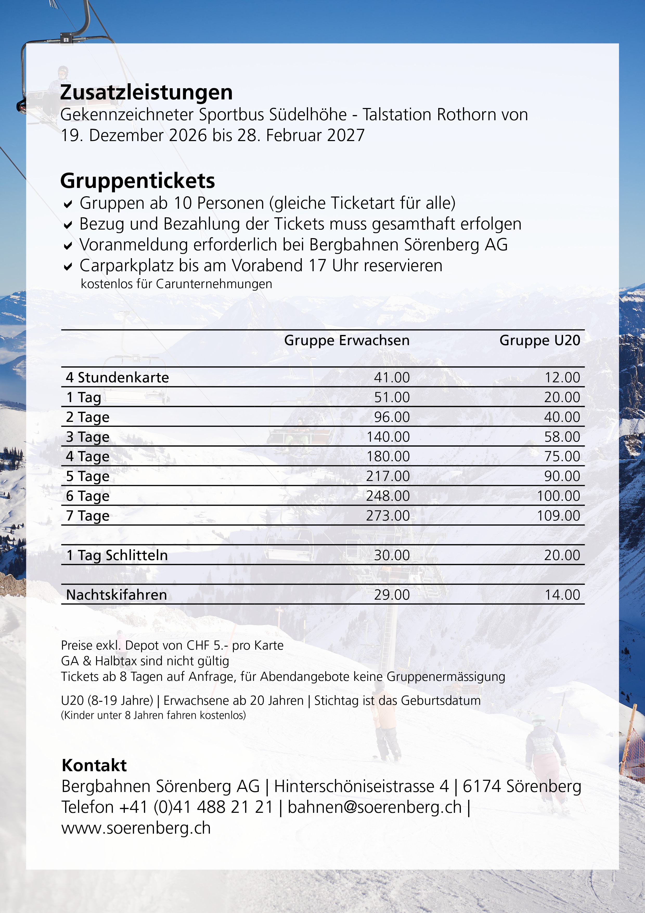 Gruppenangebote Winter 2026 – Vorschau