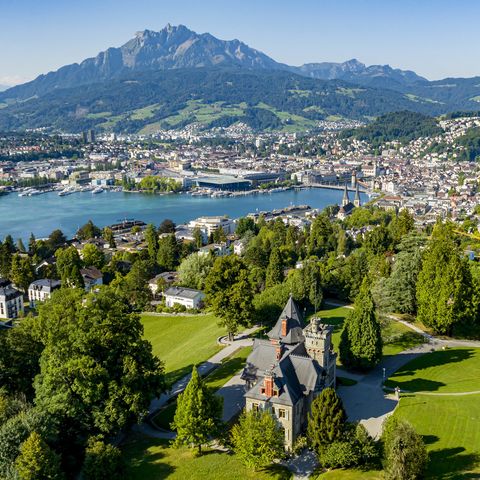 Luftaufnahme Luzern mit Konsipark/Dreilinden Park